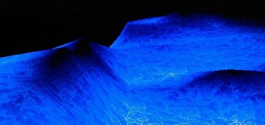 Rolling blue mountains in the Excel 97 flight simulator, low resolution